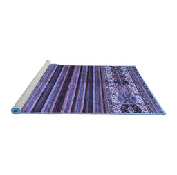 Sideview of Machine Washable Abstract Blue Contemporary Rug, wshcon973blu