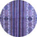 Round Machine Washable Abstract Blue Contemporary Rug, wshcon973blu