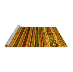 Sideview of Machine Washable Abstract Yellow Contemporary Rug, wshcon973yw