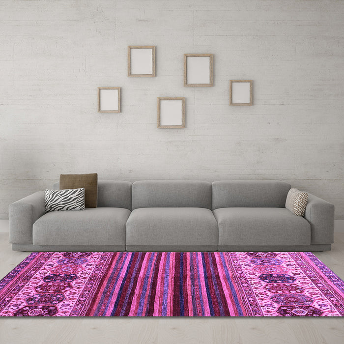 Machine Washable Abstract Purple Contemporary Area Rugs in a Living Room, wshcon973pur