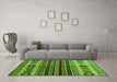 Machine Washable Abstract Green Contemporary Area Rugs in a Living Room,, wshcon973grn