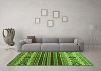Machine Washable Abstract Green Contemporary Rug, wshcon973grn