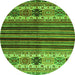 Machine Washable Abstract Green Contemporary Area Rugs, wshcon973grn