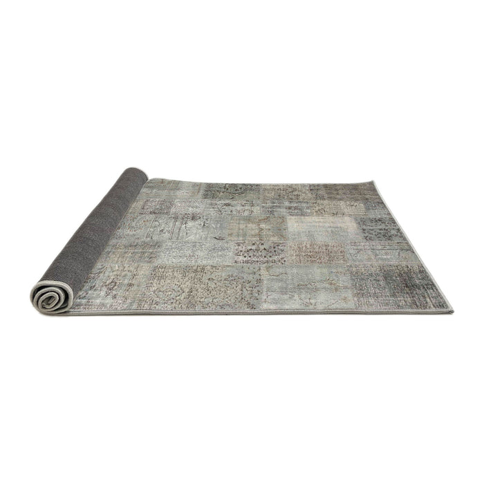Thickness of Contemporary Granite Gray Patchwork Rug, con974