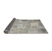 Thickness of Contemporary Granite Gray Patchwork Rug, con974