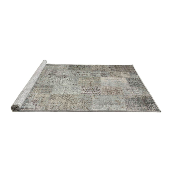 Serging Thickness of Machine Washable Contemporary Granite Gray Rug, wshcon974