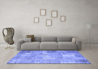 Machine Washable Patchwork Blue Transitional Rug, wshcon974blu