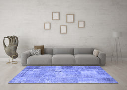 Machine Washable Patchwork Blue Transitional Rug in a Living Room, wshcon974blu