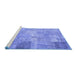 Sideview of Machine Washable Patchwork Blue Transitional Rug, wshcon974blu