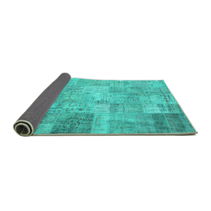 Sideview of Patchwork Turquoise Transitional Rug, con974turq