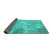 Sideview of Patchwork Turquoise Transitional Rug, con974turq