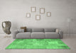 Machine Washable Patchwork Emerald Green Transitional Area Rugs in a Living Room,, wshcon974emgrn