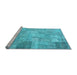 Sideview of Machine Washable Patchwork Light Blue Transitional Rug, wshcon974lblu