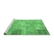 Sideview of Machine Washable Patchwork Emerald Green Transitional Area Rugs, wshcon974emgrn