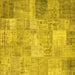 Square Machine Washable Patchwork Yellow Transitional Rug, wshcon974yw