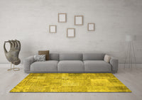 Machine Washable Patchwork Yellow Transitional Rug, wshcon974yw