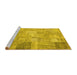 Sideview of Machine Washable Patchwork Yellow Transitional Rug, wshcon974yw