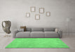 Machine Washable Abstract Emerald Green Contemporary Area Rugs in a Living Room,, wshcon975emgrn