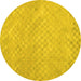 Round Machine Washable Abstract Yellow Contemporary Rug, wshcon975yw