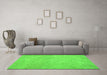 Machine Washable Abstract Green Contemporary Area Rugs in a Living Room,, wshcon975grn