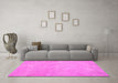 Machine Washable Abstract Pink Contemporary Rug in a Living Room, wshcon975pnk