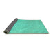 Sideview of Abstract Turquoise Contemporary Rug, con975turq