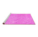 Sideview of Machine Washable Abstract Pink Contemporary Rug, wshcon975pnk