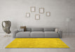 Machine Washable Abstract Yellow Contemporary Rug in a Living Room, wshcon975yw