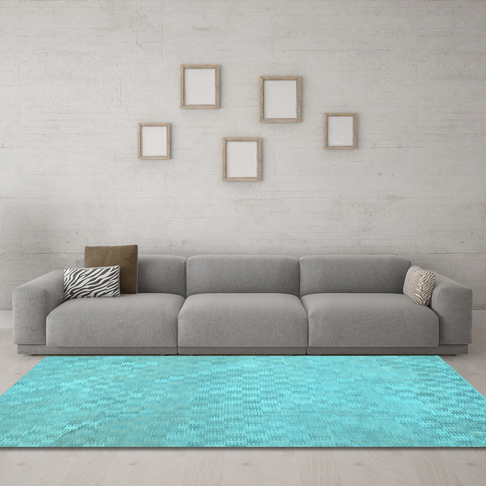 Machine Washable Abstract Light Blue Contemporary Rug in a Living Room, wshcon975lblu