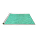 Sideview of Machine Washable Abstract Turquoise Contemporary Area Rugs, wshcon975turq