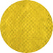 Round Abstract Yellow Contemporary Rug, con975yw