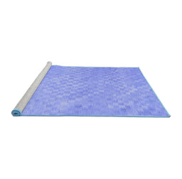 Sideview of Machine Washable Abstract Blue Contemporary Rug, wshcon975blu