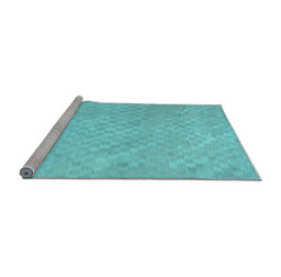Sideview of Machine Washable Abstract Light Blue Contemporary Rug, wshcon975lblu