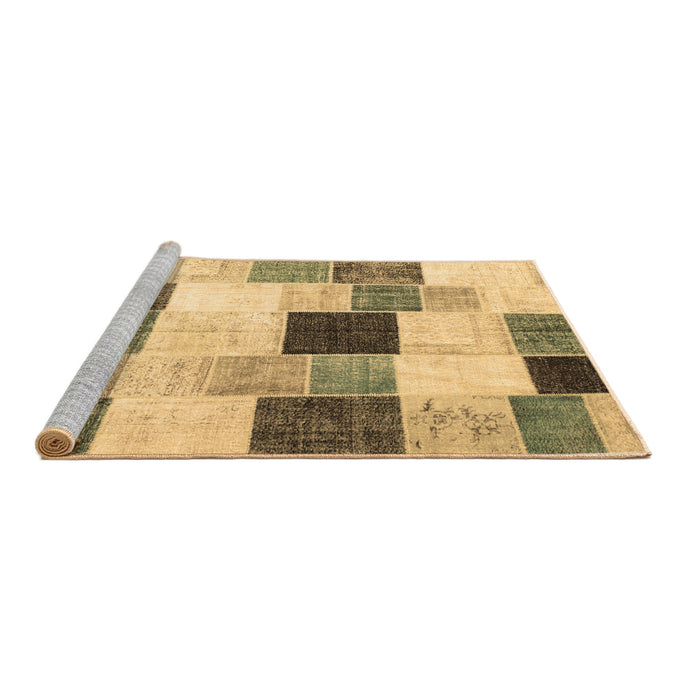 Sideview of Machine Washable Patchwork Brown Transitional Rug, wshcon976brn