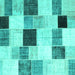 Square Patchwork Turquoise Transitional Rug, con976turq