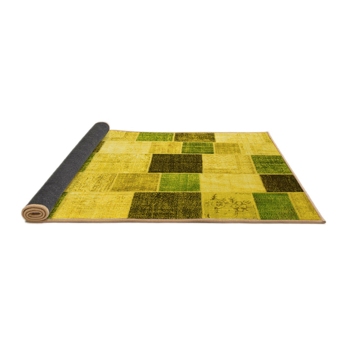 Sideview of Patchwork Yellow Transitional Rug, con976yw