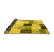 Sideview of Patchwork Yellow Transitional Rug, con976yw