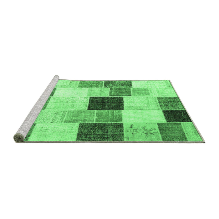 Sideview of Machine Washable Patchwork Emerald Green Transitional Area Rugs, wshcon976emgrn