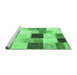 Sideview of Machine Washable Patchwork Emerald Green Transitional Area Rugs, wshcon976emgrn