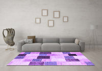 Machine Washable Patchwork Purple Transitional Rug, wshcon976pur