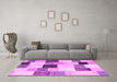 Machine Washable Patchwork Pink Transitional Rug in a Living Room, wshcon976pnk