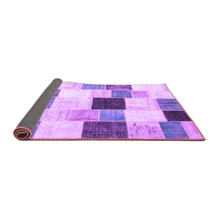 Sideview of Patchwork Purple Transitional Rug, con976pur