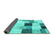 Sideview of Patchwork Turquoise Transitional Rug, con976turq