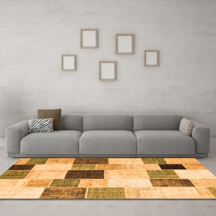 Machine Washable Patchwork Orange Transitional Area Rugs in a Living Room, wshcon976org
