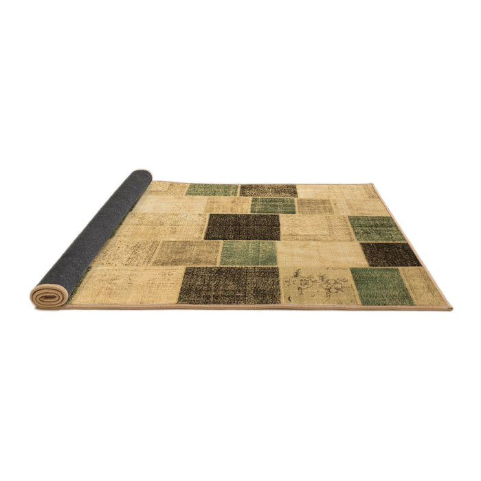 Sideview of Patchwork Brown Transitional Rug, con976brn