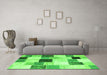 Machine Washable Patchwork Green Transitional Area Rugs in a Living Room,, wshcon976grn