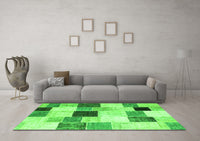 Machine Washable Patchwork Green Transitional Rug, wshcon976grn