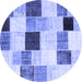 Round Patchwork Blue Transitional Rug, con976blu