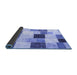 Sideview of Patchwork Blue Transitional Rug, con976blu