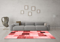 Machine Washable Patchwork Red Transitional Rug, wshcon976red